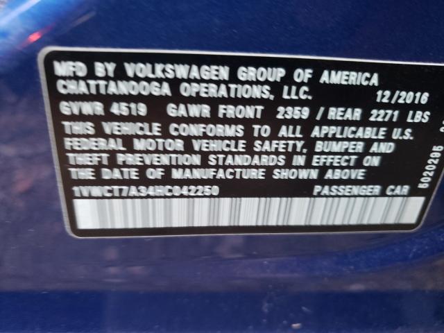 Photo 10 from auction – 2017 VOLKSWAGEN PASSAT SEL with VIN 1VWCT7A34HC042250