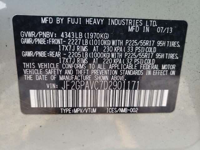 Photo 10 from auction – 2013 SUBARU XV CROSSTR with VIN JF2GPAVC7D2901171