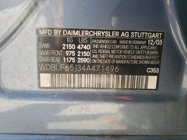 Photo 10 from auction – 2004 MERCEDES-BENZ E 320 with VIN WDBUF65J34A471496