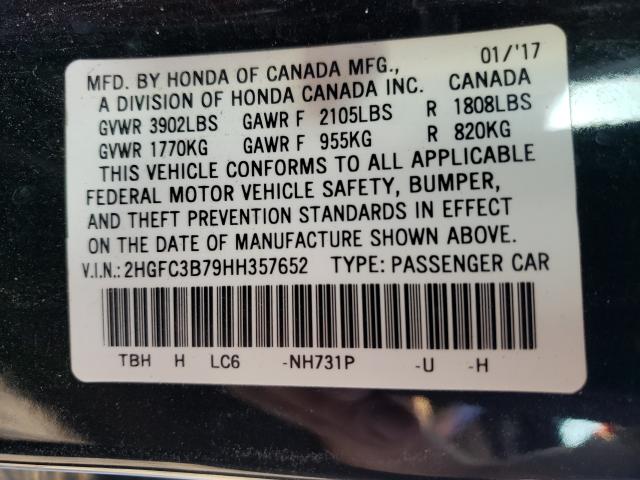 Photo 10 from auction – 2017 HONDA CIVIC EXL with VIN 2HGFC3B79HH357652