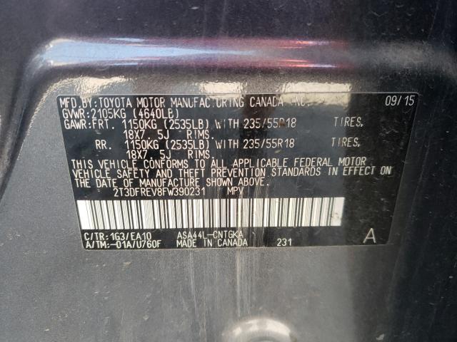 Photo 10 from auction – 2015 TOYOTA RAV4 LIMIT with VIN 2T3DFREV8FW390231