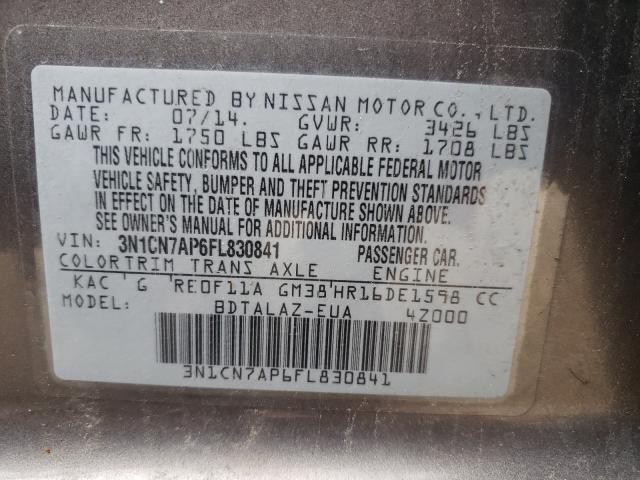 Photo 10 from auction – 2015 NISSAN VERSA with VIN 3N1CN7AP6FL830841