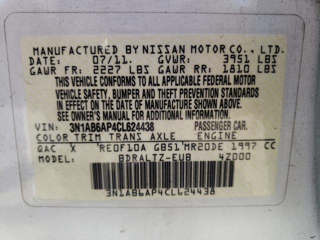 Photo 10 from auction – 2012 NISSAN SENTRA 2.0 with VIN 3N1AB6AP4CL624438