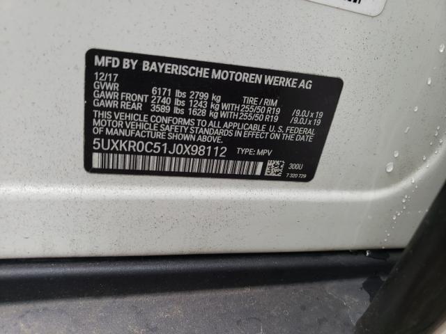 Photo 10 from auction – 2018 BMW X5 XDRIVE3 with VIN 5UXKR0C51J0X98112