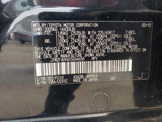 Photo 10 from auction – 2012 TOYOTA RAV4 with VIN JTMZF4DV6C5044658