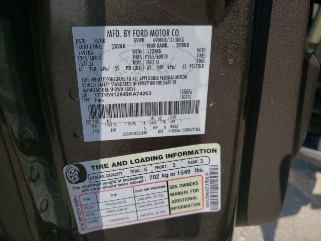 Photo 10 from auction – 2009 FORD F150 SUPER with VIN 1FTRW12849KA74263