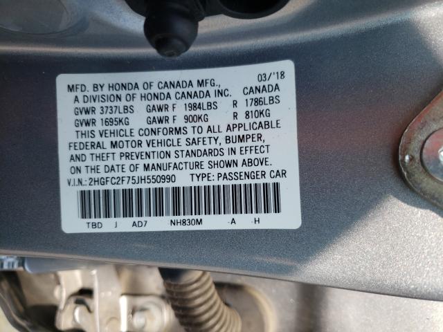 Photo 10 from auction – 2018 HONDA CIVIC EX with VIN 2HGFC2F75JH550990