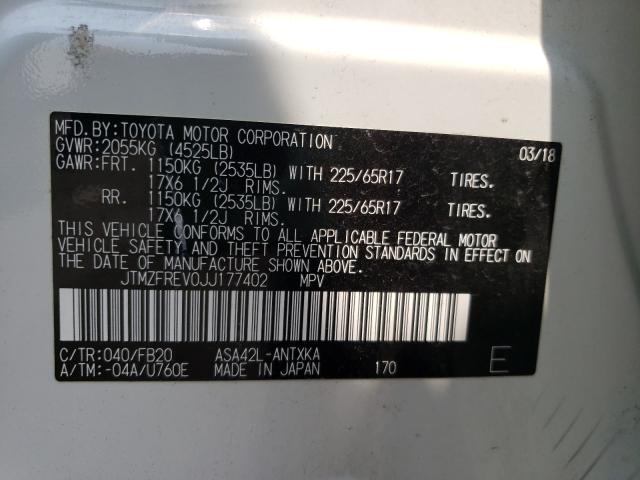 Photo 10 from auction – 2018 TOYOTA RAV4 LE with VIN JTMZFREV0JJ177402