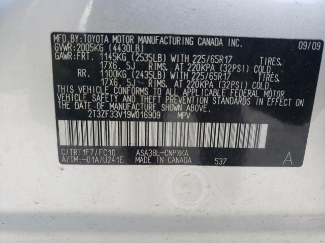 Photo 10 from auction – 2009 TOYOTA RAV4 with VIN 2T3ZF33V19W016909