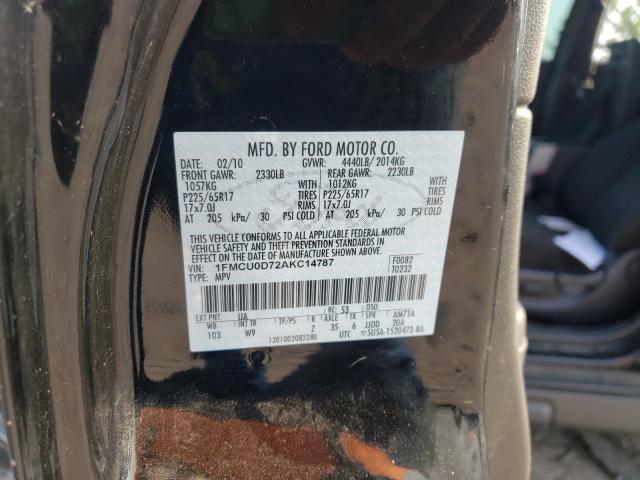 Photo 10 from auction – 2010 FORD ESCAPE XLT with VIN 1FMCU0D72AKC14787
