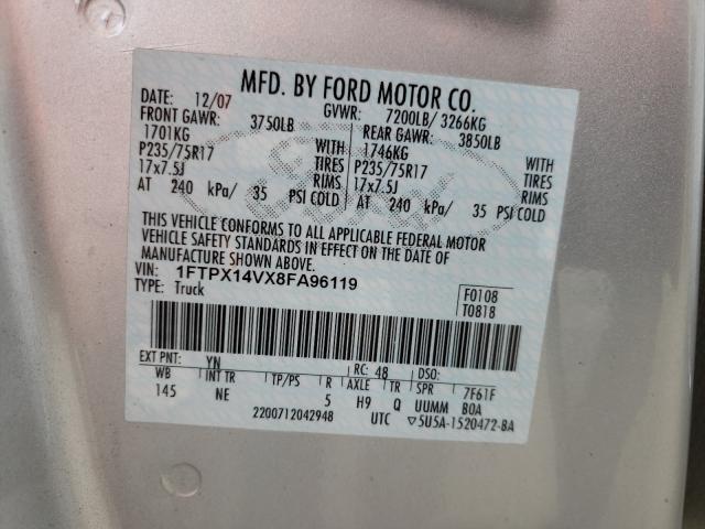 Photo 10 from auction – 2008 FORD F150 with VIN 1FTPX14VX8FA96119