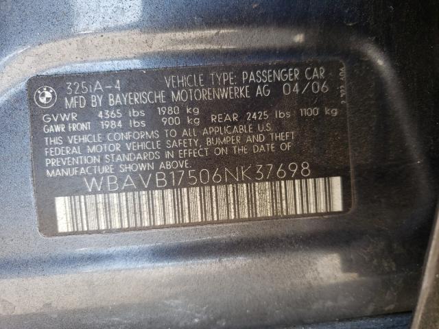 Photo 10 from auction – 2006 BMW 325 I AUTO with VIN WBAVB17506NK37698