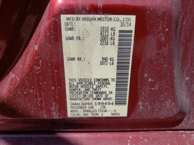 Photo 10 from auction – 2015 NISSAN ALTIMA 2.5 with VIN 1N4AL3AP4FC199494