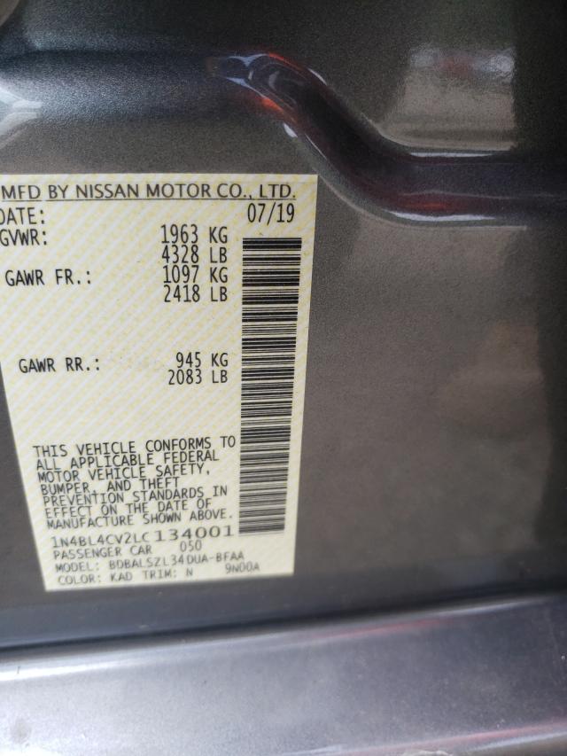 Photo 10 from auction – 2020 NISSAN ALTIMA SR with VIN 1N4BL4CV2LC134001