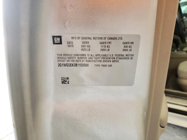 Photo 10 from auction – 2011 CHEVROLET IMPALA LT with VIN 2G1WG5EK3B1150990