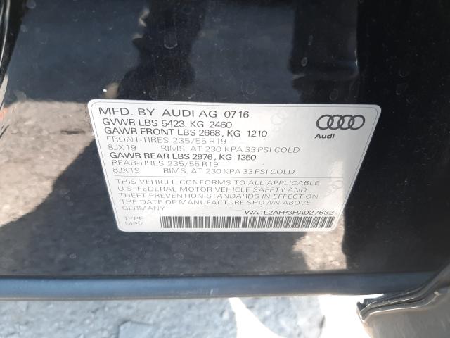 Photo 10 from auction – 2017 AUDI Q5 PREMIUM with VIN WA1L2AFP3HA027632