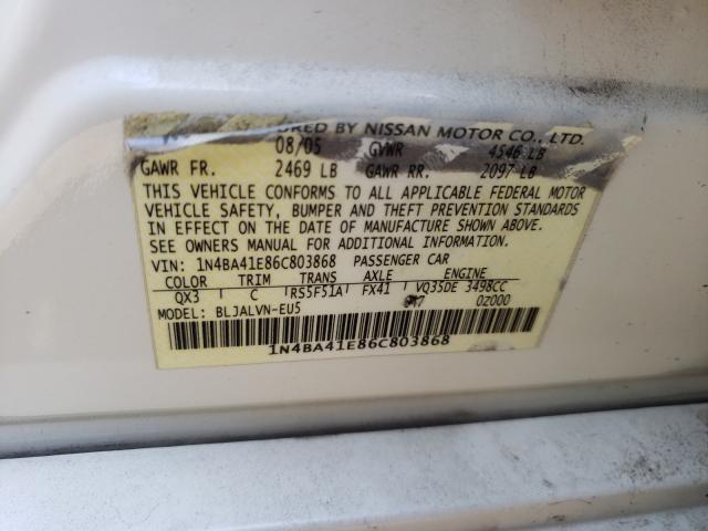 Photo 10 from auction – 2006 NISSAN MAXIMA SE with VIN 1N4BA41E86C803868