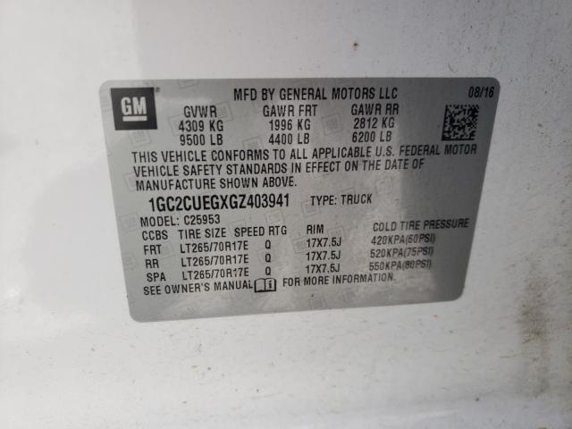 Photo 10 from auction – 2016 CHEVROLET SILVERADO with VIN 1GC2CUEGXGZ403941