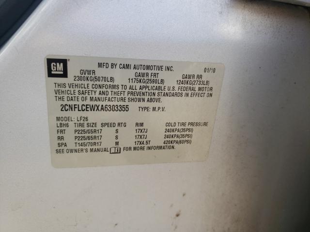 Photo 10 from auction – 2010 CHEVROLET EQUINOX LS with VIN 2CNFLCEWXA6303355