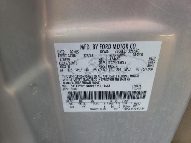 Photo 10 from auction – 2006 FORD F150 SUPER with VIN 1FTPW14566FA11633