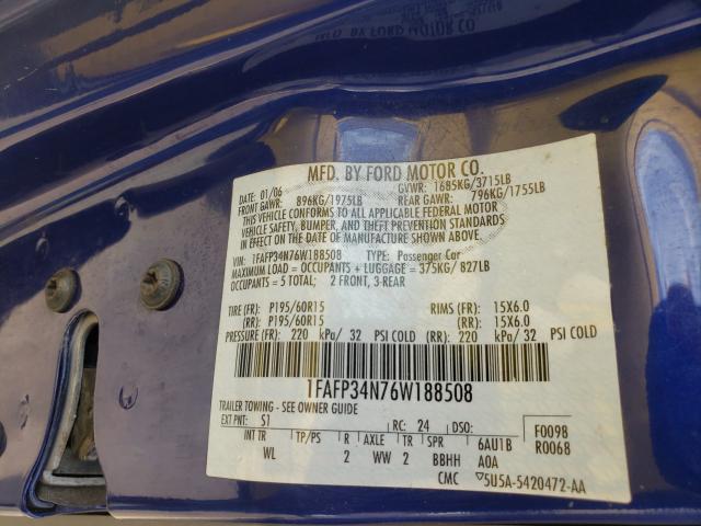 Photo 10 from auction – 2006 FORD FOCUS ZX4 with VIN 1FAFP34N76W188508