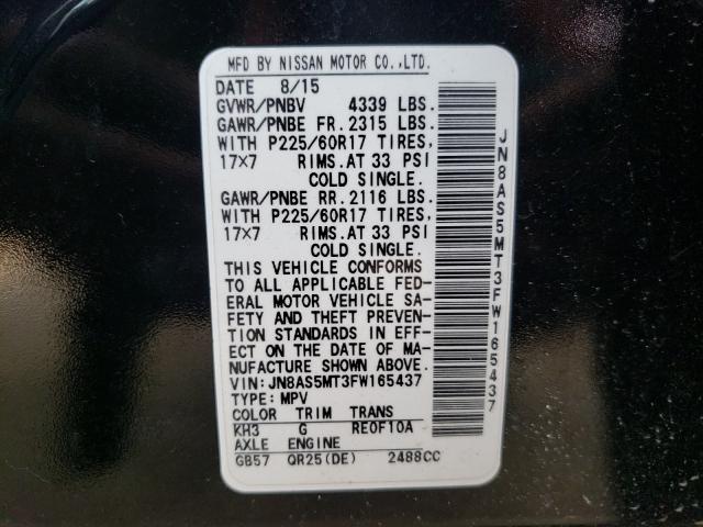 Photo 10 from auction – 2015 NISSAN ROGUE SELE with VIN JN8AS5MT3FW165437
