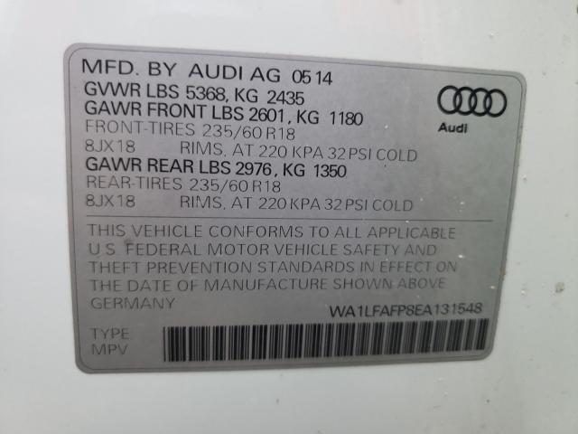Photo 10 from auction – 2014 AUDI Q5 PREMIUM with VIN WA1LFAFP8EA131548