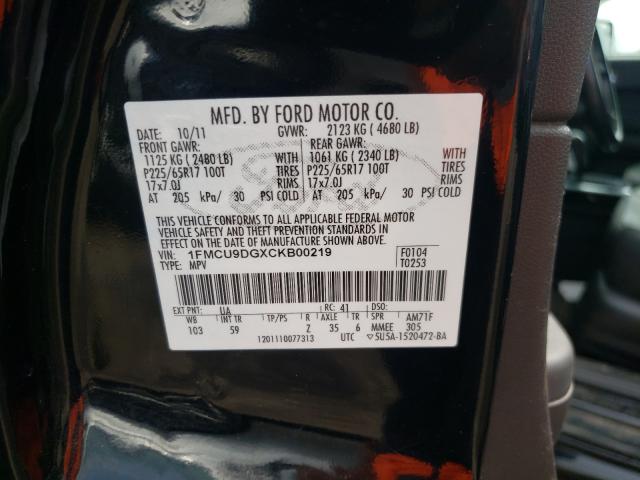 Photo 10 from auction – 2012 FORD ESCAPE XLT with VIN 1FMCU9DGXCKB00219