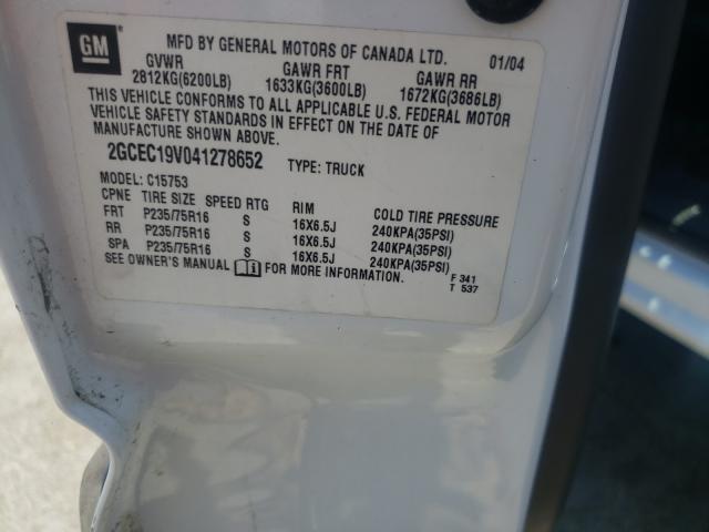 Photo 10 from auction – 2004 CHEVROLET SILVERADO with VIN 2GCEC19V041278652