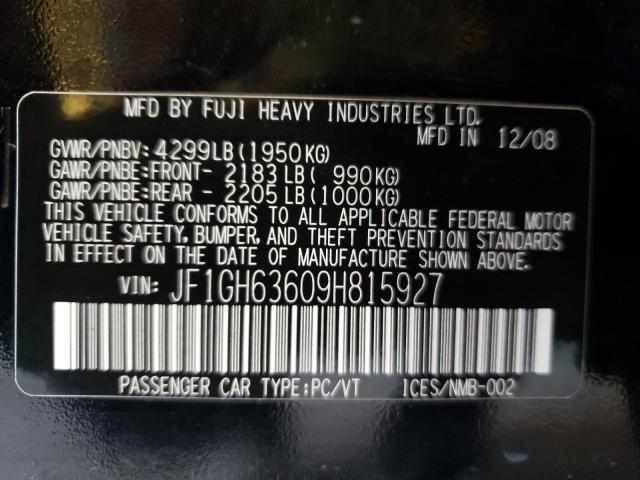 Photo 10 from auction – 2009 SUBARU IMPREZA OU with VIN JF1GH63609H815927