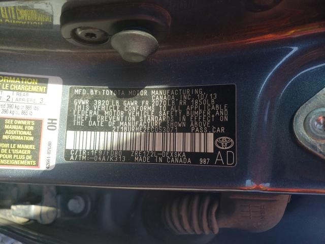Photo 10 from auction – 2014 TOYOTA COROLLA L with VIN 2T1BURHE2EC053071