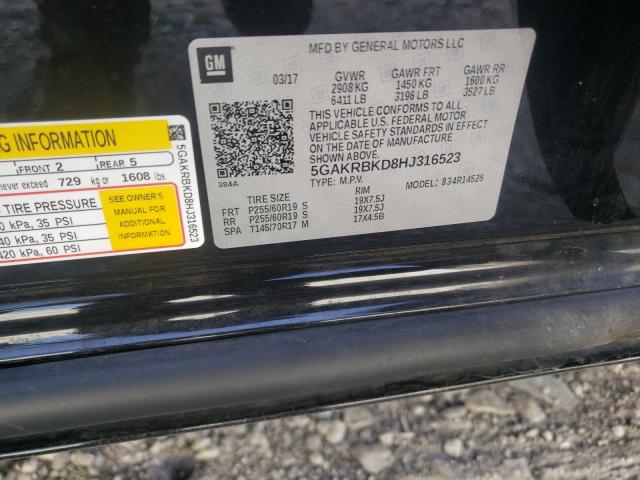 Photo 10 from auction – 2017 BUICK ENCLAVE with VIN 5GAKRBKD8HJ316523