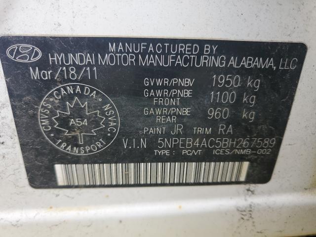 Photo 10 from auction – 2011 HYUNDAI SONATA GLS with VIN 5NPEB4AC5BH267589