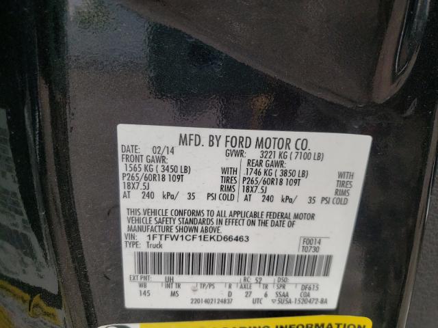 Photo 10 from auction – 2014 FORD F150 SUPER with VIN 1FTFW1CF1EKD66463