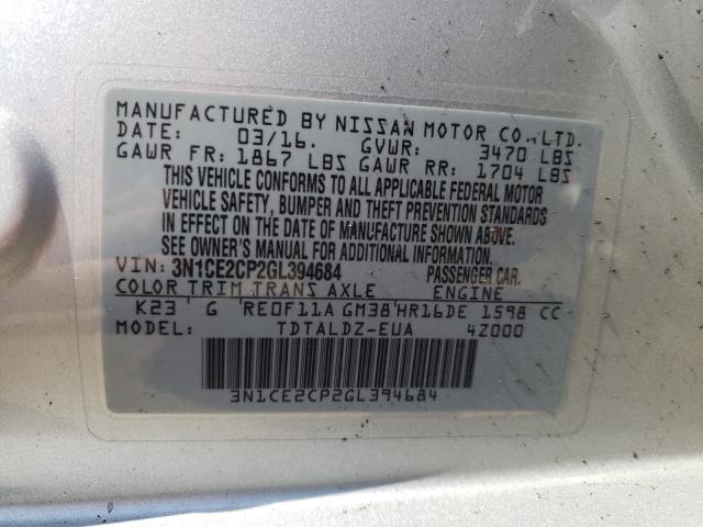 Photo 10 from auction – 2016 NISSAN VERSA NOTE with VIN 3N1CE2CP2GL394684