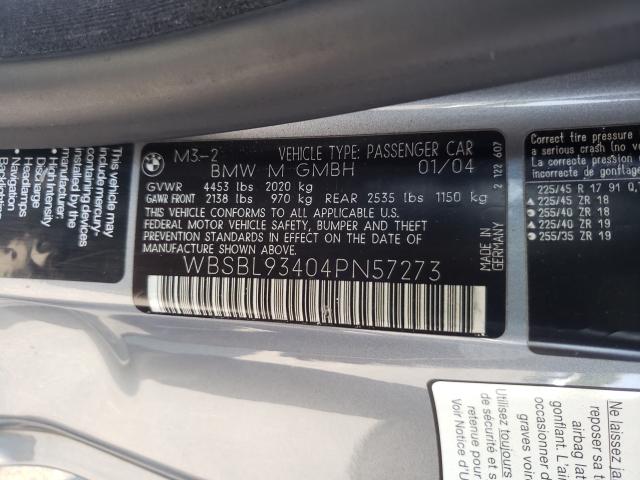 Photo 10 from auction – 2004 BMW M3 with VIN WBSBL93404PN57273