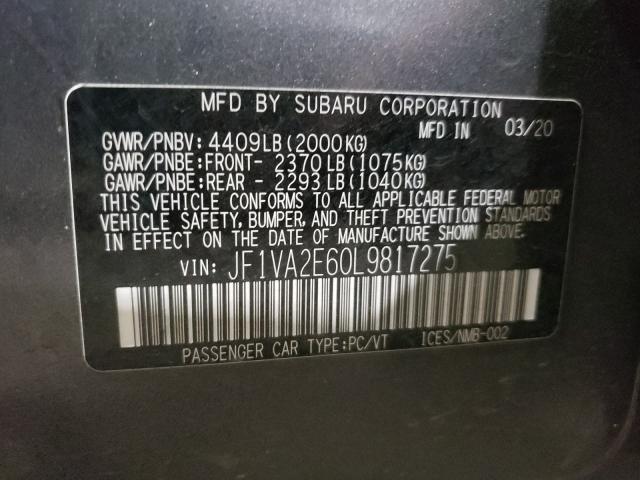 Photo 10 from auction – 2020 SUBARU WRX STI with VIN JF1VA2E60L9817275
