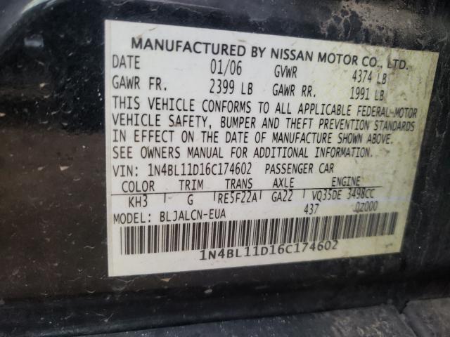 Photo 10 from auction – 2006 NISSAN ALTIMA SE with VIN 1N4BL11D16C174602