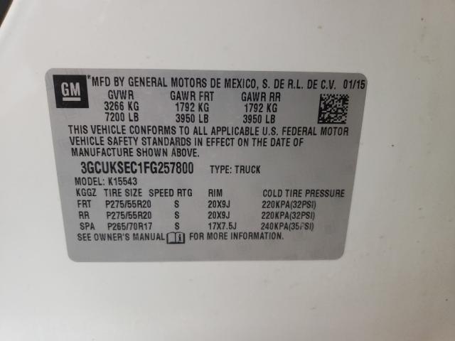 Photo 10 from auction – 2015 CHEVROLET SILVERADO with VIN 3GCUKSEC1FG257800