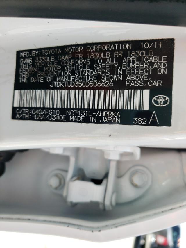 Photo 10 from auction – 2012 TOYOTA YARIS with VIN JTDKTUD35CD506626