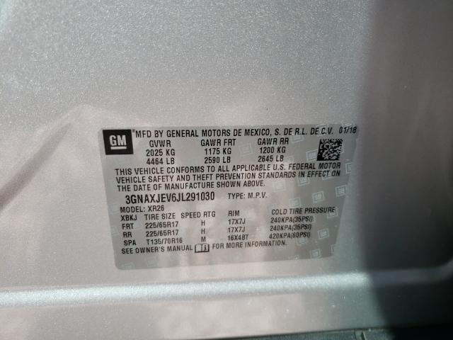 Photo 10 from auction – 2018 CHEVROLET EQUINOX LT with VIN 3GNAXJEV6JL291030