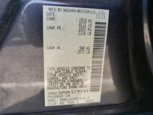 Photo 10 from auction – 2013 NISSAN ALTIMA 2.5 with VIN 1N4AL3APXDN529494