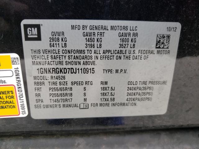 Photo 10 from auction – 2013 CHEVROLET TRAVERSE L with VIN 1GNKRGKD7DJ110915