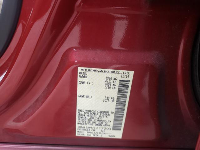 Photo 10 from auction – 2015 NISSAN ALTIMA 2.5 with VIN 1N4AL3AP4FC217203