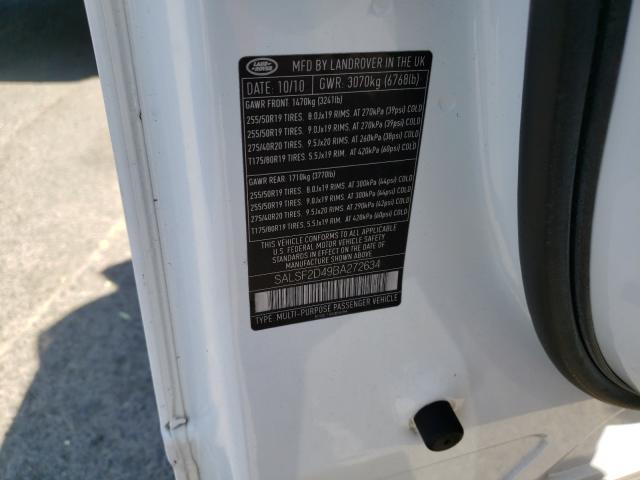 Photo 10 from auction – 2011 LAND ROVER RANGE ROVE with VIN SALSF2D49BA272634