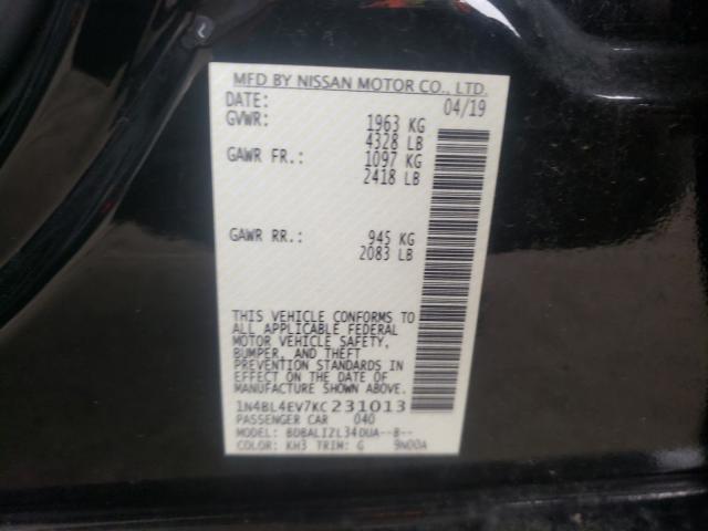 NISSAN ALTIMA SL 2019 with VIN 1N4BL4EV7KC231013 - Photo from auction