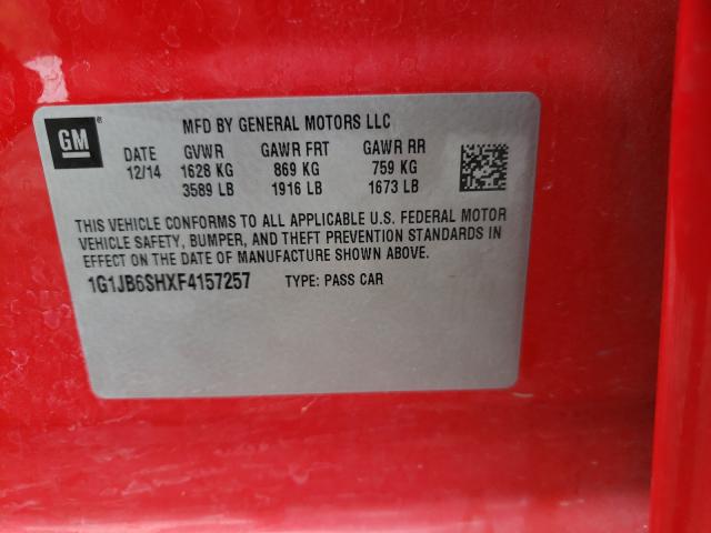 Photo 10 from auction – 2015 CHEVROLET SONIC LS with VIN 1G1JB6SHXF4157257