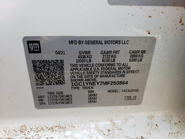 Photo 10 from auction – 2021 CHEVROLET SILVERADO with VIN 1GC1YNEY7MF250864