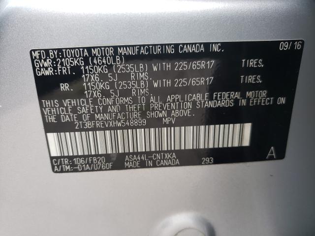 Photo 10 from auction – 2017 TOYOTA RAV4 LE with VIN 2T3BFREVXHW548899