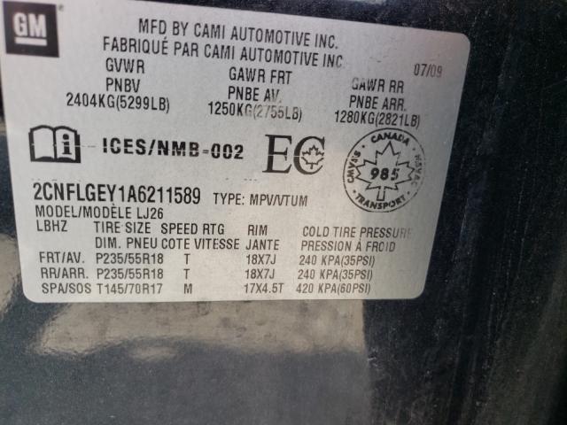 Photo 10 from auction – 2010 CHEVROLET EQUINOX LT with VIN 2CNFLGEY1A6211589
